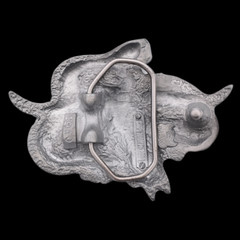Bull Skull Rattlesnake Western Cowboy Belt Buckle