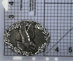 Vtg EGE Belt Buckle 3.5&Prime; Oval Flying Eagle Western USA Cutwork Metal Alloy