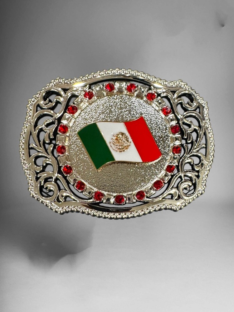 Mexican Flag Western Cowboy Belt Buckle Hebilla Vaquera Rodeo Bandera De Mexico