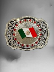 Mexican Flag Western Cowboy Belt Buckle Hebilla Vaquera Rodeo Bandera De Mexico