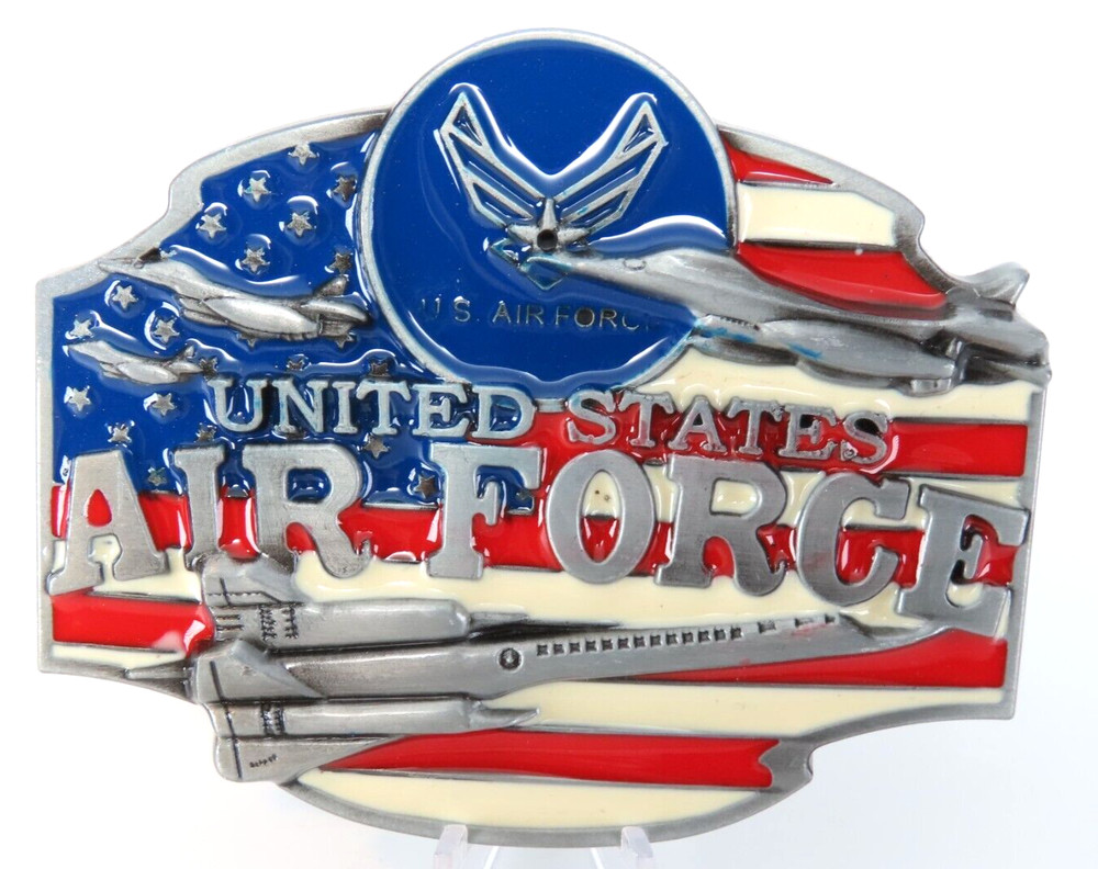 US Air Force USA Flag Jets Enameled Metal Belt Buckle New