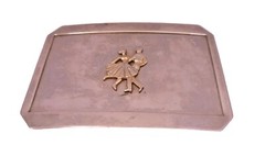 Lyntone Dancing Couple Belt Buckle Nickle Plated Western American Retro 3&Prime; X 2&Prime;