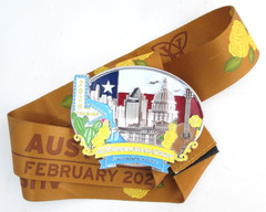 2020 Austin Half Marathon Belt Buckle w Lanyard Ribbon Running Texas Finisher
