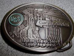 USS Gary Complex United States Steel Safety Awareness Belt Buckle Solid Pewter