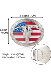 American Flag Longhorn Bull Skull Belt Buckle for Men Women, Vintage Western