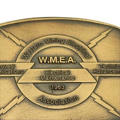Solid Brass Belt Buckle Western Mining Electrical 1983 Indiana Metal Craft USA
