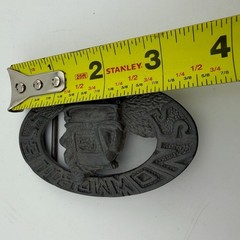 Vintage DIX Leather Co Snowmobile Belt Buckle Gray Excellent Vintage Pewter Tone