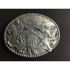 Vintage ZEE Series Rodeo Western Belt Buckle Bull Rider Cowboy Farm Ranch