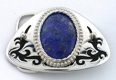 40×30 Oval Natural Afghanistan Lapis Cab Triangle Western Belt Buckle EPBB190