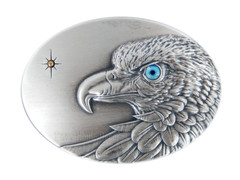 American Eagle Belt Buckle Real Silver Plated Blue Eyed Fits Belts 1.5&Prime;
