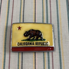 California Republic Belt Buckle Mens One Size Yellow Bear Flag Metal Western
