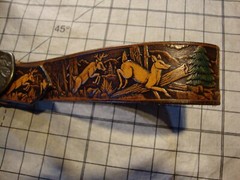 Vintage 1977 Bergamot Belt and Buckle Brass Deer Buck Doe Antlers Western