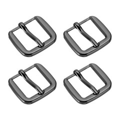 Metal Roller Buckle, 4Pcs 0.75&Prime; Square Single Prong Belt Buckle, Metallic Black