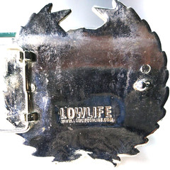 LOWLIFE Brand Skull Belt Buckle Silver/Black 3.25&Prime; Across Pre-Owned
