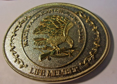 North American Hunting Club LIFE MEMBER Belt Buckle with box (not dated)