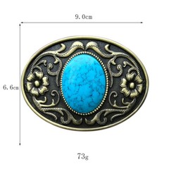 Belt Buckle Men Turquoise Belt Buckle Western Cowboy W/ Silver/Gold Engraved USA