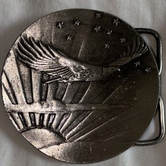 Bergamot Brass Works A-48 Made in USA Eagle Stars American Silver Belt Buckle