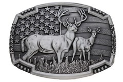 Men Dark Silver Color Metal Belt Buckle Deer Nature Hunter Western Biker Fashion