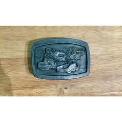 Vintage 1992 Caterpillar CAT Road Builders Belt Buckle Norscot Group Inc Pewter