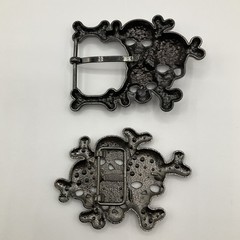 Qty (2) b.b. simon Red and White Skull Belt Buckles Black Chrome