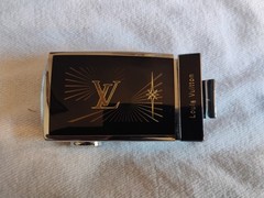 Rare vintage Men Louis Vuitton Rachet Belt Buckle black silver logo LV