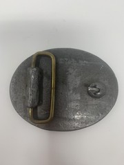 Vintage Pewter Deer Belt Buckle Oval Wildlife Outdoorsman Forest Scene Western