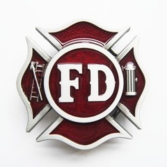 BRAND NEW FIRE FIGHTER FIREMAN RED LOGO BELT BUCKLE!!