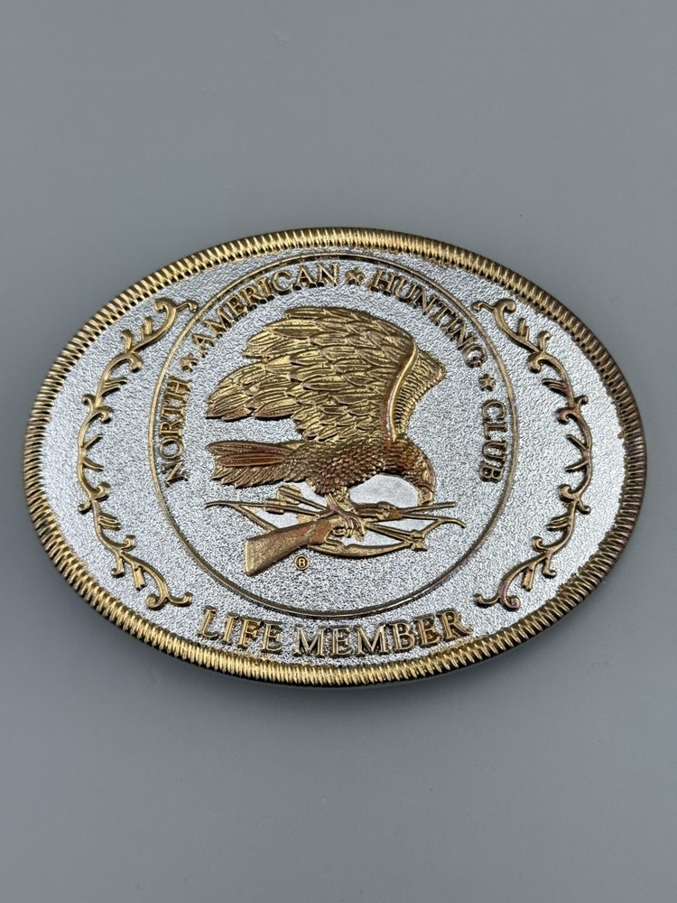 North American Hunting Club Belt Buckle Life Member Eagle Americana