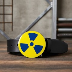 Unisex Fashion Belt Buckle Silver Metal Yellow Nuke Bomb Nuclear Animation Anime