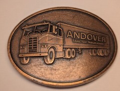 VINTAGE ANDOVER TRACTOR TRAILER SCHOOL BELT BUCKLE
