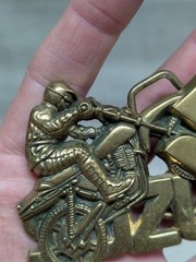 vintage SUZUKI belt buckle MOTOCROSS motorcycle DIRT BIKE western SOLID BRASS