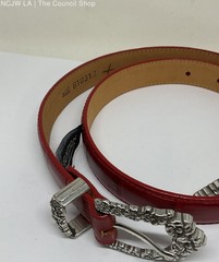 Brighton Red Embossed Leather Silver Tone Buckle Belt – Size M