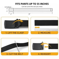 Mile High Life Cut To Fit Canvas Web Belt Size Up to 52&Prime; with 56&Prime;, Black-