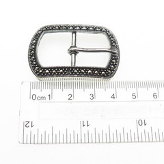 JUDITH JACK 925 Sterling Vintage Real Marcasite Belt Buckle (missing 2 stones)