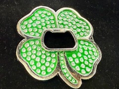 Lucky Four Leaf Clover Rhinestone Covered Belt Buckle with Bottle Opener