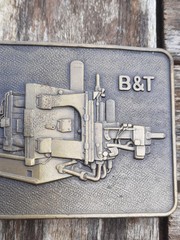 Vtg B&T Rectangular Belt Buckle Brass Stamp Cold Chamber Die Casting Machine