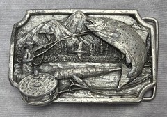 Siskiyou Buckle Co Fisherman Fishing Angler Oregon K-27 1983 Mountains Pewter T2