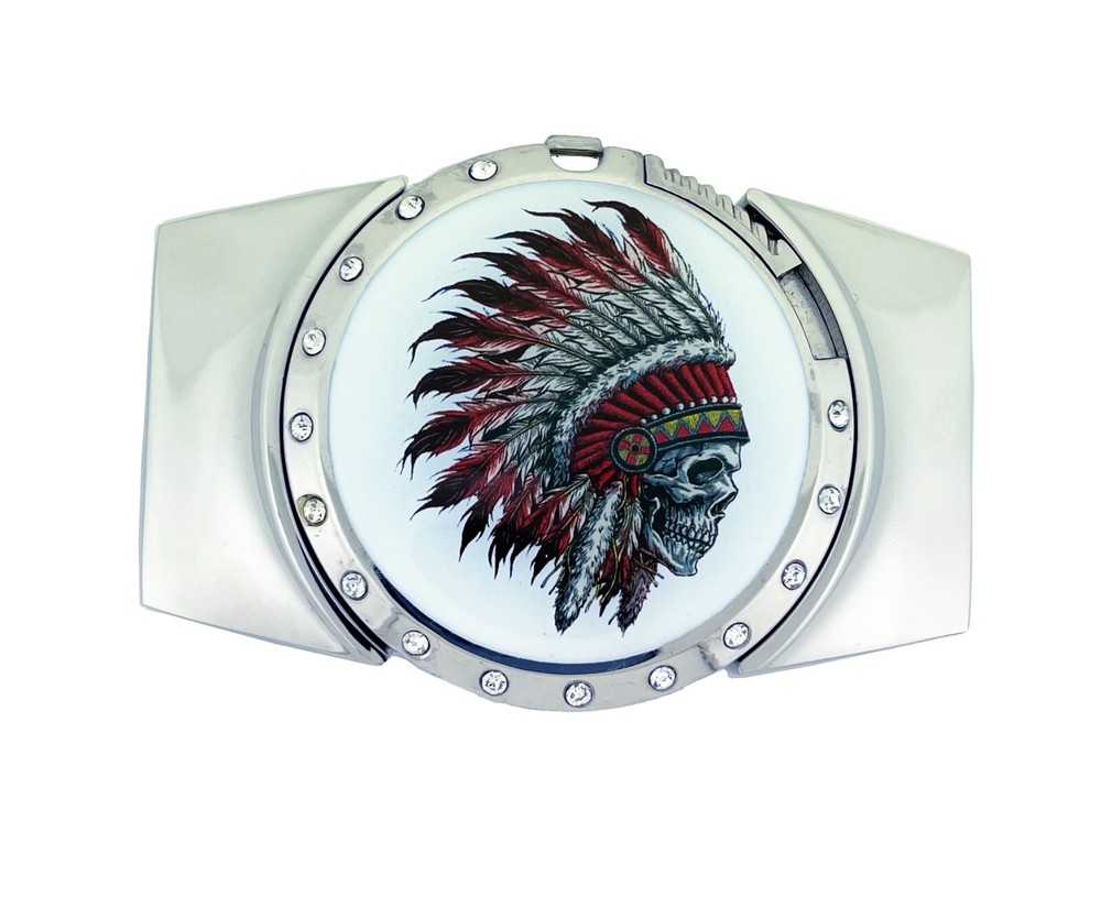 Removable Lighter Belt Buckle Combo New Mens American Chief Skull Western Cowboy