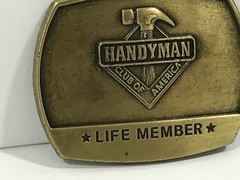 1996 Belt Buckle Handyman Club Of America Life Member Hammer 3 Inch