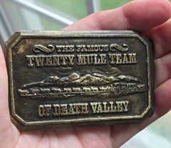 US Borax 1985 The Famous Twenty Mule Team of Death Valley Mining Belt Buckle