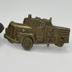 Lot Of 2 Brass Vintage Fire Truck Belt Buckles 1978 Baron Fireman Firefighter
