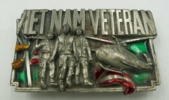 VIETNAM VETERAN BUCKLE BY BERGAMOT BRASS WORKS ENAMEL VERSION