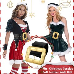 JASGOOD Christmas Santa Claus Adults Wide Leather Fit Size 44&Prime;-54&Prime;, Black