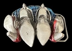 Western Cowboy Heavy Belt Buckle KNOCKING BOOTS Funny Unique Design VINTAGE 1982