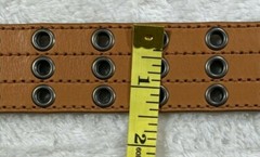 Unisex Faux Leather There-Hole Belt light brown smooth leather