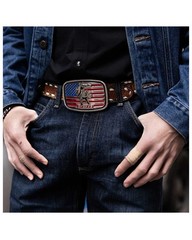 Montana Silversmiths America Loves Bull Riding PBR Buckle Silver