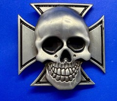 Skull Head Celtic Iron Cross Cutout Gothic Punk Biker 3D Dimensional Belt Buckle