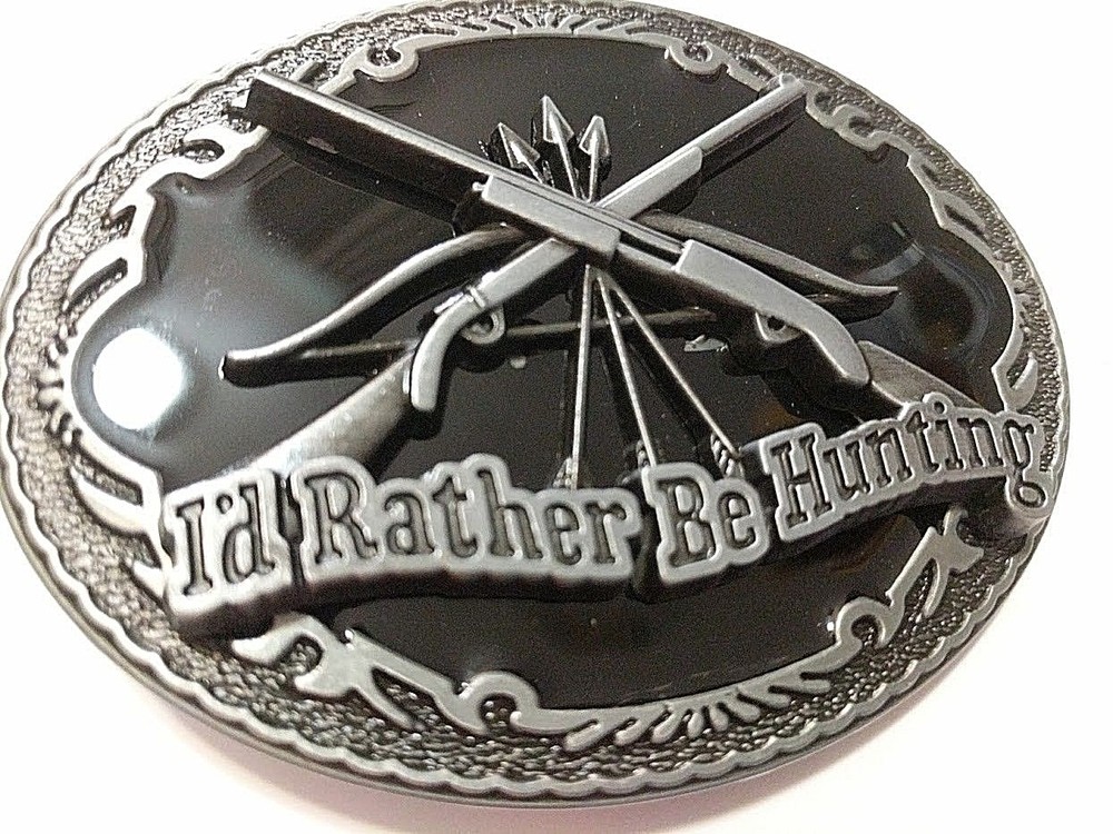 Id Rather Be Hunting DEER FISHING White tail BELT BUCKLES metal western hunting