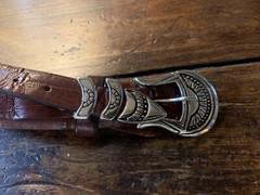 Carlos Ramos , Navajo James Reid style Sterling Silver Belt Buckle 27-29🐊✅