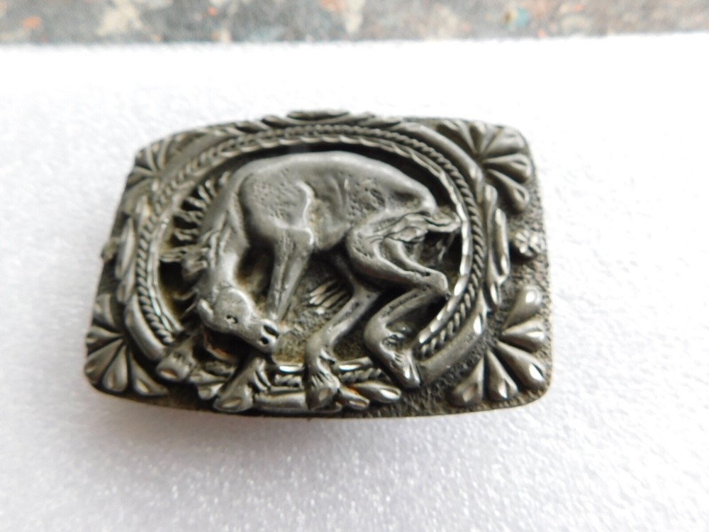 Vintage 1992 Ege Wild Horse Bronco Rodeo Belt Buckle